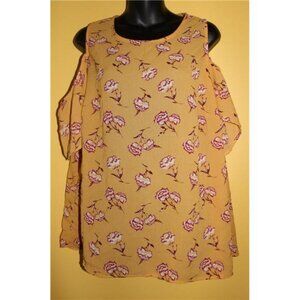Xhilaration 1x Yellow Floral Cold Shoulder Summer Blouse
